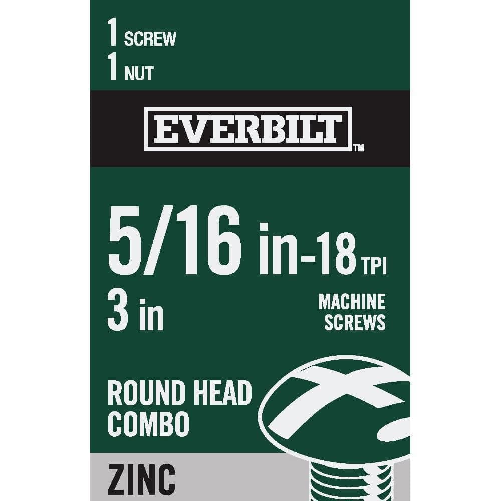 Everbilt 5/16 in.-18 x 3 in. Combo Round Head Zinc Plated Machine Screw (1)