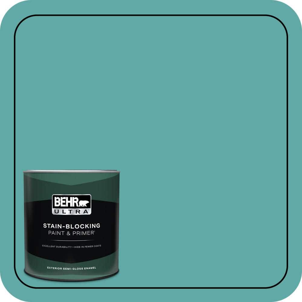 BEHR ULTRA 1 qt. #500D-5 Teal Zeal Semi-Gloss Enamel Exterior Paint & Primer