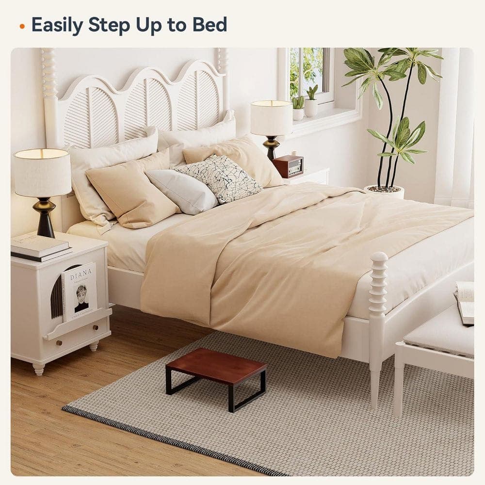 Unbranded Solid Wooden Step Stool for Adults Seniors Non-Slip Heavy Duty 500 lbs. Capacity Portable Bedside Easy Assembly (3)