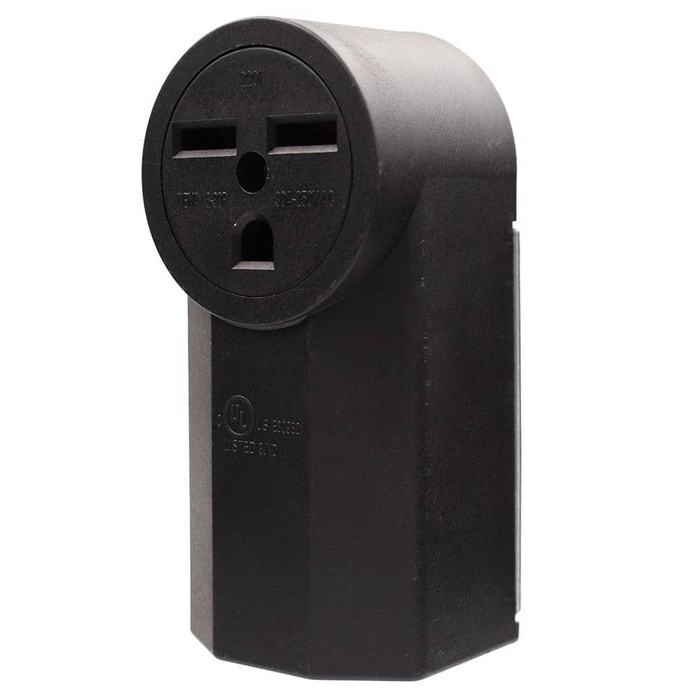 ELEGRP 30 Amp 250-Volt, NEMA 6-30R Surface Mount Power Outlet, Single Straight Blade Range and Dryer Outlet Grounding, Black (3)