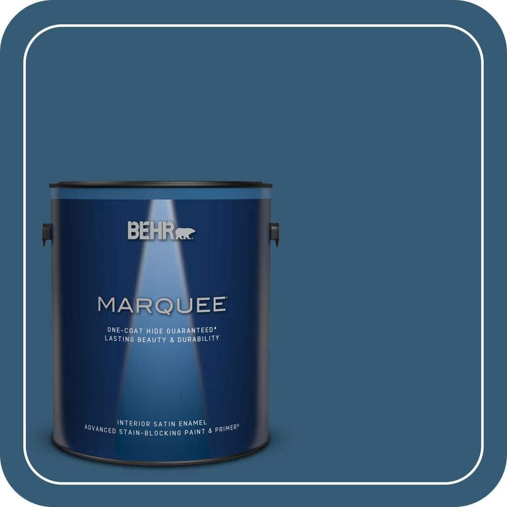 BEHR MARQUEE 1 gal. #M490-7 Shasta Lake One-Coat Hide Satin Enamel Interior Paint & Primer (1)