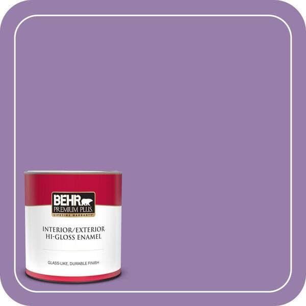 BEHR PREMIUM PLUS 1 qt. #650B-6 Elite Wisteria Hi-Gloss Enamel Interior/Exterior Paint & Primer (2)