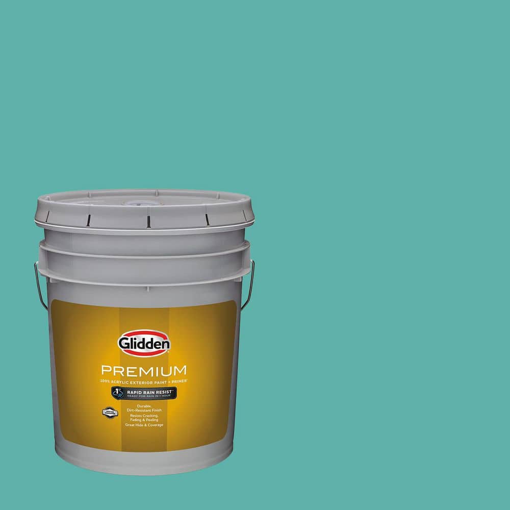 Glidden Premium 5 gal. PPG1231-5 Artesian Well Semi-Gloss Exterior Latex Paint