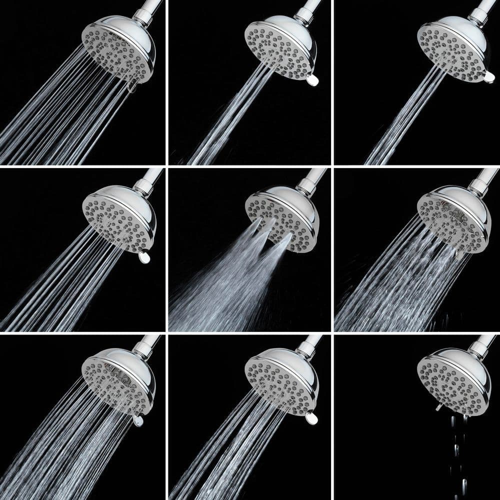 Glacier Bay Massaging 9-Spray Patterns 4.5 in. Wall Mounted Fixed Shower Head in Chrome (4)