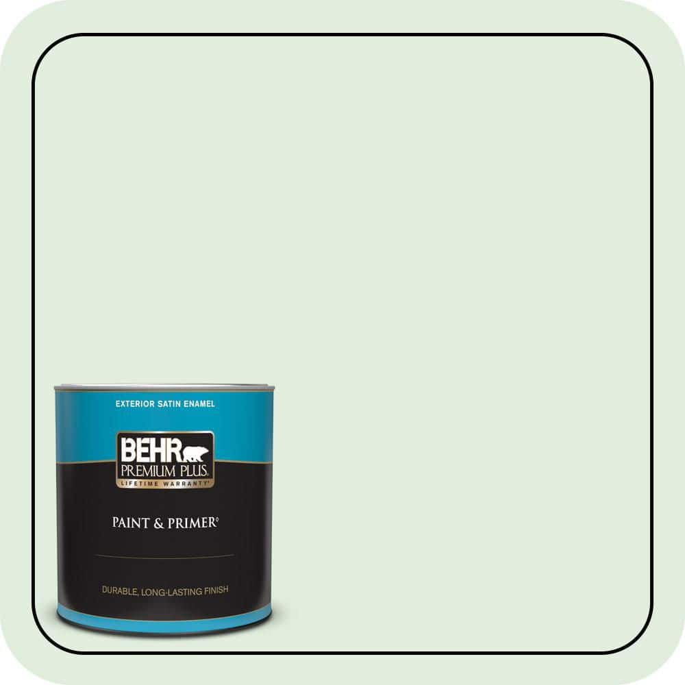 BEHR PREMIUM PLUS 1 qt. #460C-2 Spearmint Stick Satin Enamel Exterior Paint & Primer