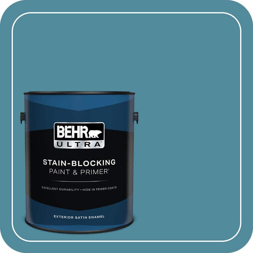 BEHR ULTRA 1 gal. #S460-5 Blue Square Satin Enamel Exterior Paint & Primer