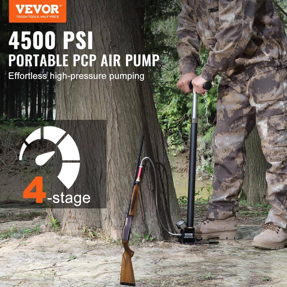 VEVOR PCP Hand Pump 4 Stage 30Mpa 4500 PSI High Pressure PCP Air Rifile Filling Stirrup Pump for Airguns Scuba Tank (2)