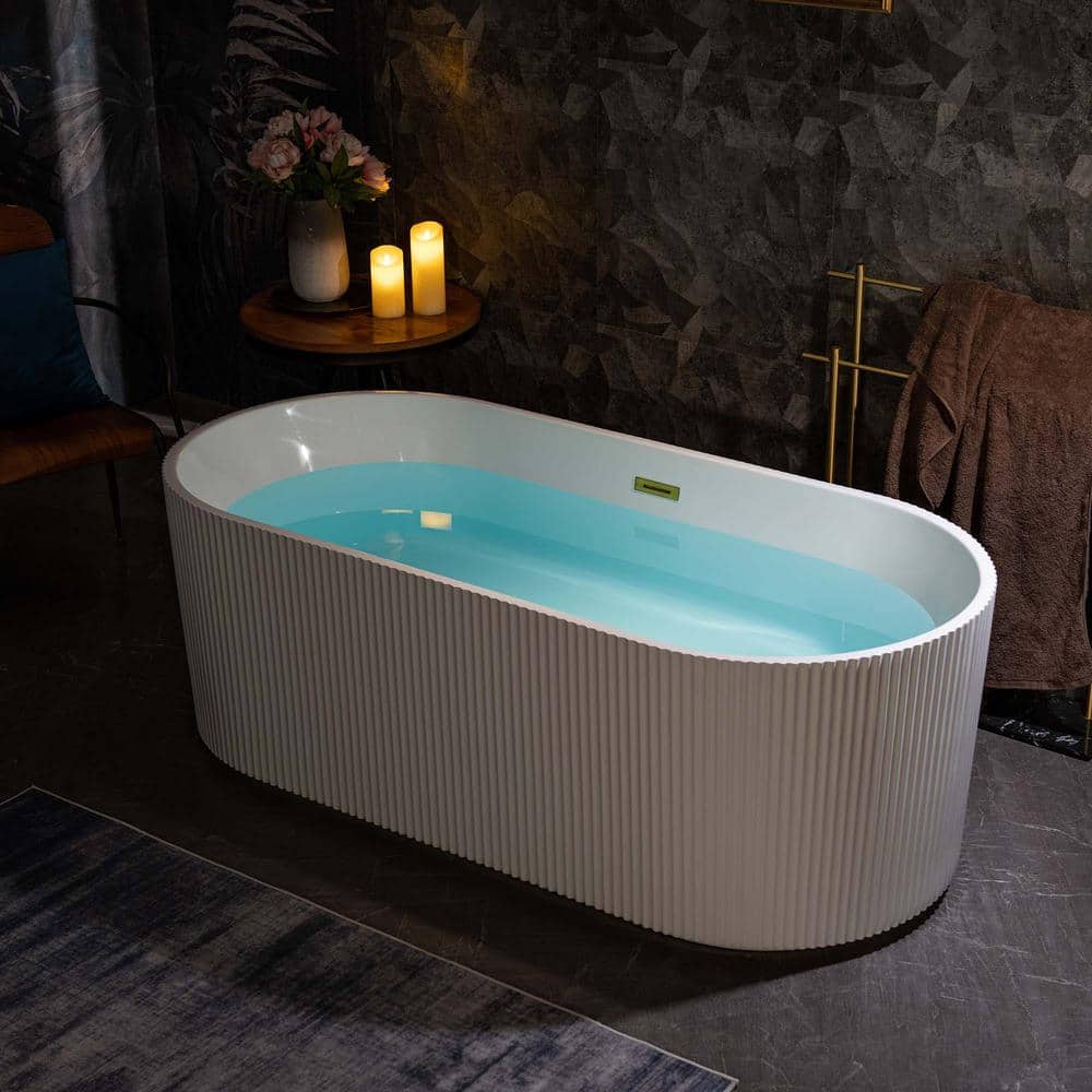 WOODBRIDGE 31.5 in. Acrylic Flat Bottom Soaking Bathtub Center Drain and Overflow (2)