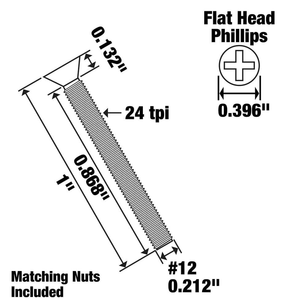 Everbilt #12-24 x 1 in. Phillips Flat Head Zinc Plated Machine Screw (3-Pack) (3)