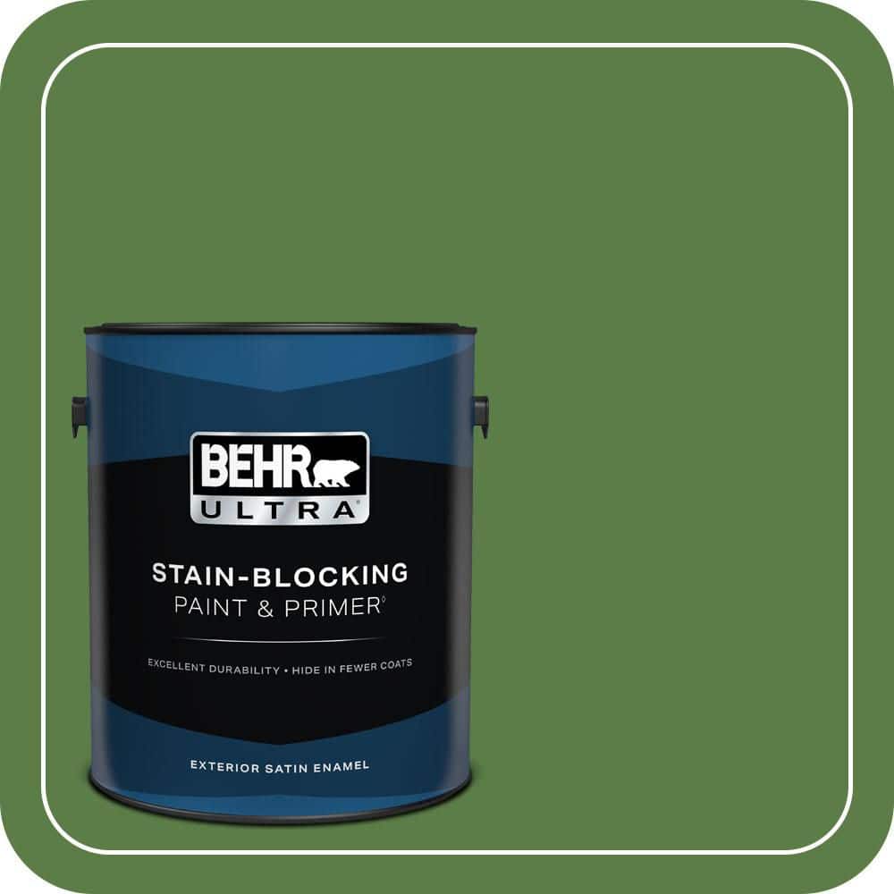 BEHR ULTRA 1 gal. #440D-6 Grassy Field Satin Enamel Exterior Paint & Primer