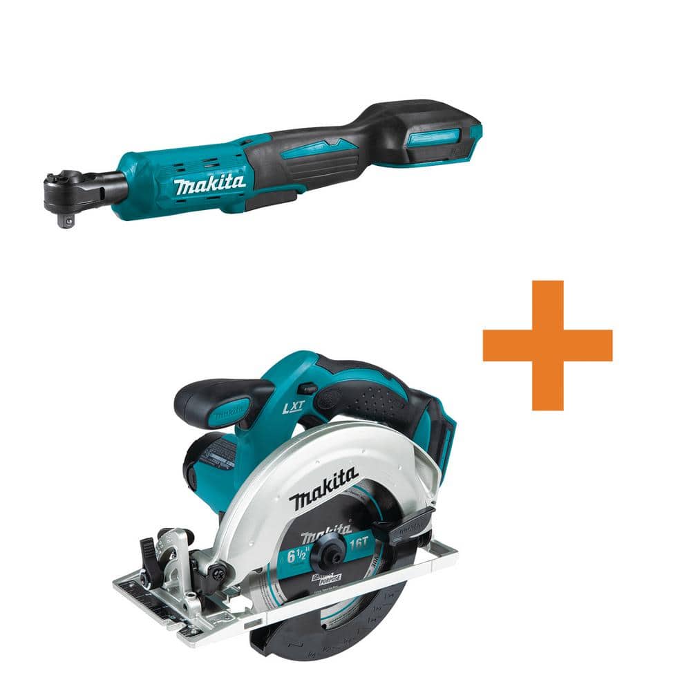 Makita 3/8 in./1/4 in. 18V LXT Lithium-Ion Cordless Square Drive Ratchet with 18V LXT 6-1/2 in. Lightweight Circular Saw