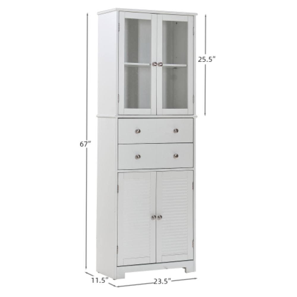 Unbranded 23.6 in. W x 11.8 in. D x 66.9 in. H Bathroom White Linen Cabinet (2)