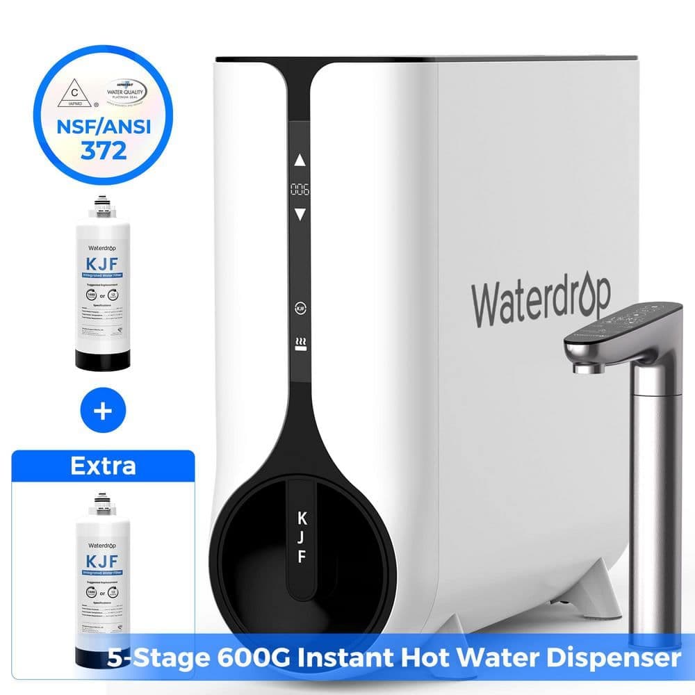 Waterdrop Reverse Osmosis Instant Hot Water RO Filter System,Tankless,Under Sink,Smart LED Faucet,Extra WD-KJF Replacement Filter