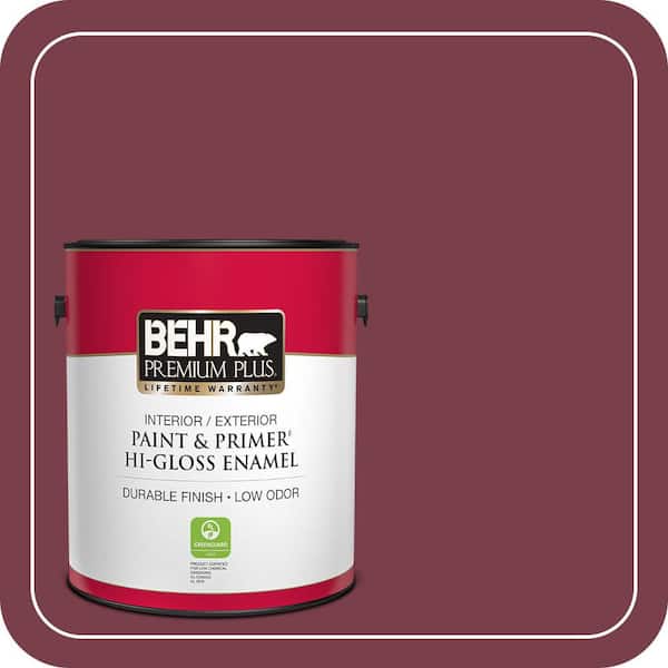 BEHR PREMIUM PLUS 1 gal. #S-H-110 Wine Tasting Hi-Gloss Enamel Interior/Exterior Paint & Primer (2)