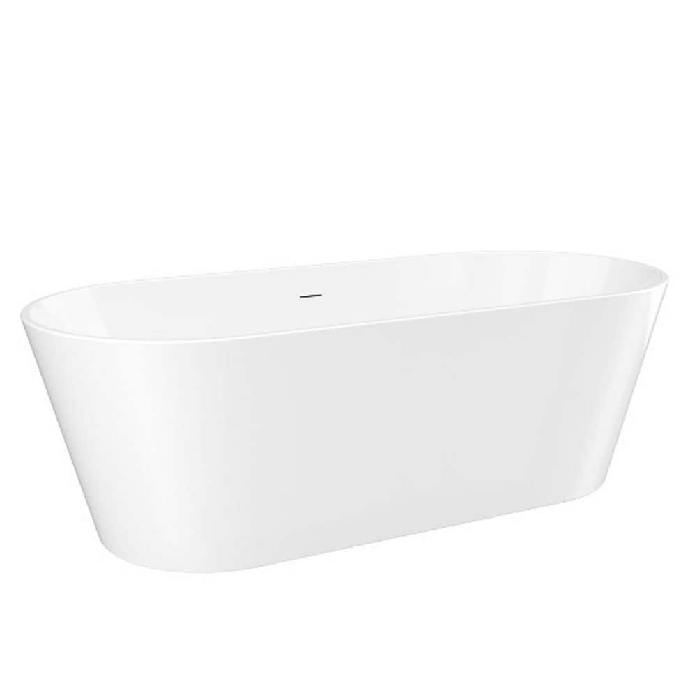 Boosicavelly 67 in. x 29 in. Acrylic Freestanding Soaking Bathtub in Glossy White (1)