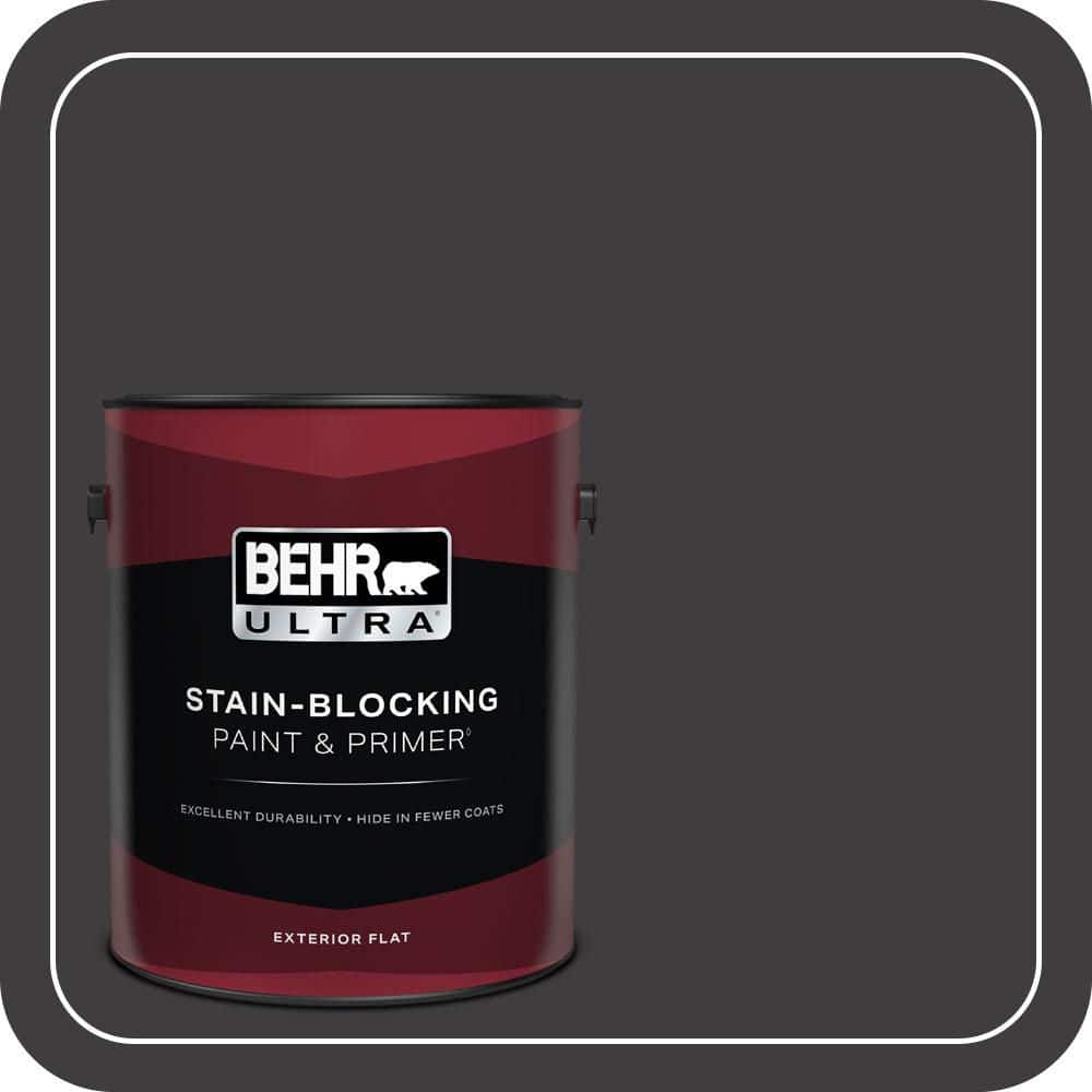 BEHR ULTRA 1 gal. #T13-3 Black Lacquer Flat Exterior Paint & Primer