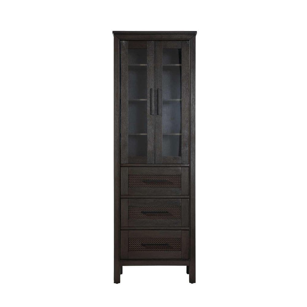 TIMELESS HOME 24 in. W x 18 in. D x 72 in. H Brown Freestanding Linen Cabinet (1)
