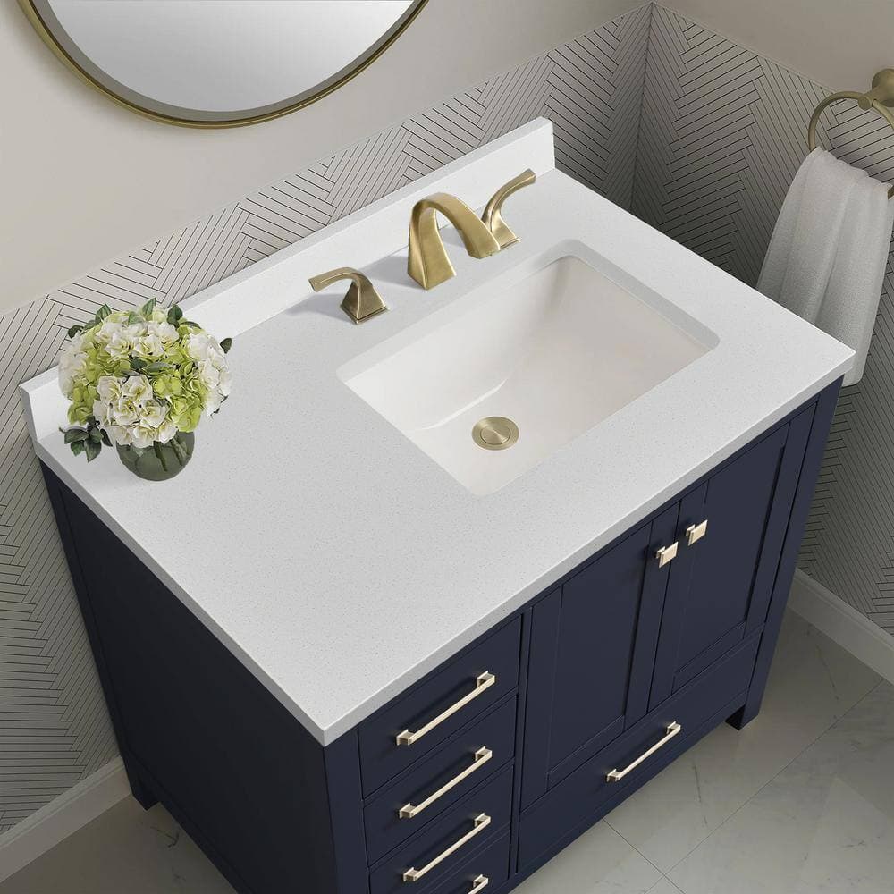 PROOX 36 in. W x 22 in. D Quartz White Rectangular Single Sink Bathroom Vanity Top in Snowstorm White (2)