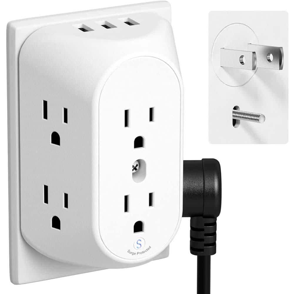 Yichuhaoxi 2 Prong to 3 Prong Outlet Extender 6-Outlet 3-Ports Surge Protector with Wide Spaced Outlets and Grounding Protection (1)