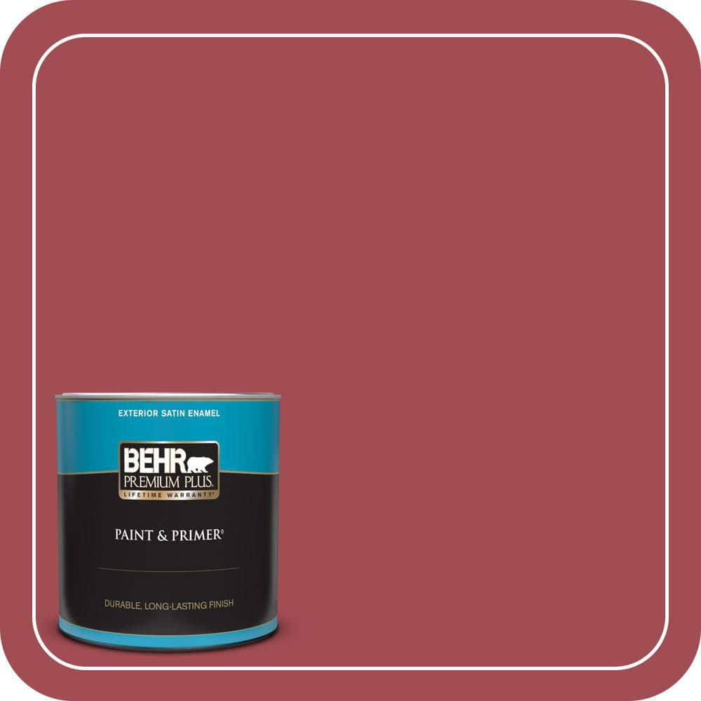 BEHR PREMIUM PLUS 1 qt. #PPU1-07 Powder Room Satin Enamel Exterior Paint & Primer