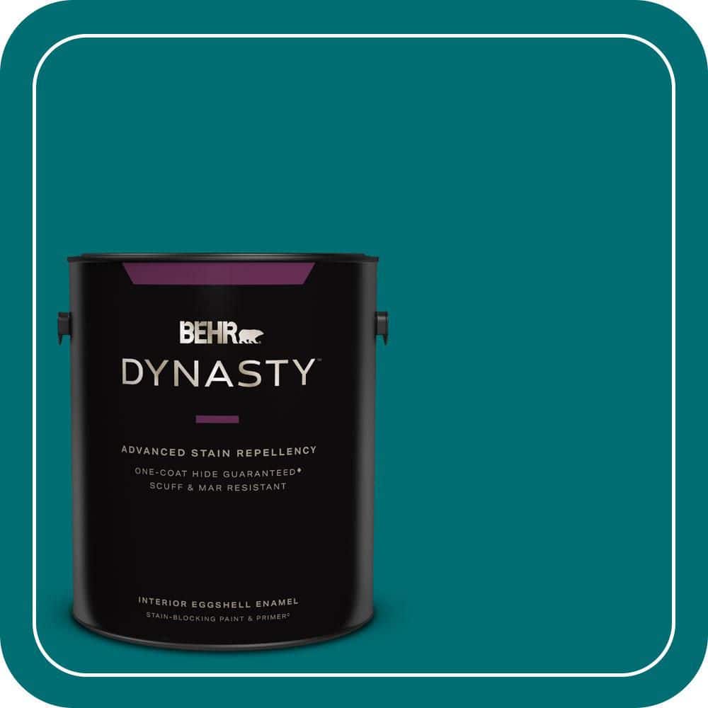 BEHR DYNASTY 1 gal. #MQ6-35 Teal Motif One-Coat Hide Eggshell Enamel Interior Stain-Blocking Paint & Primer