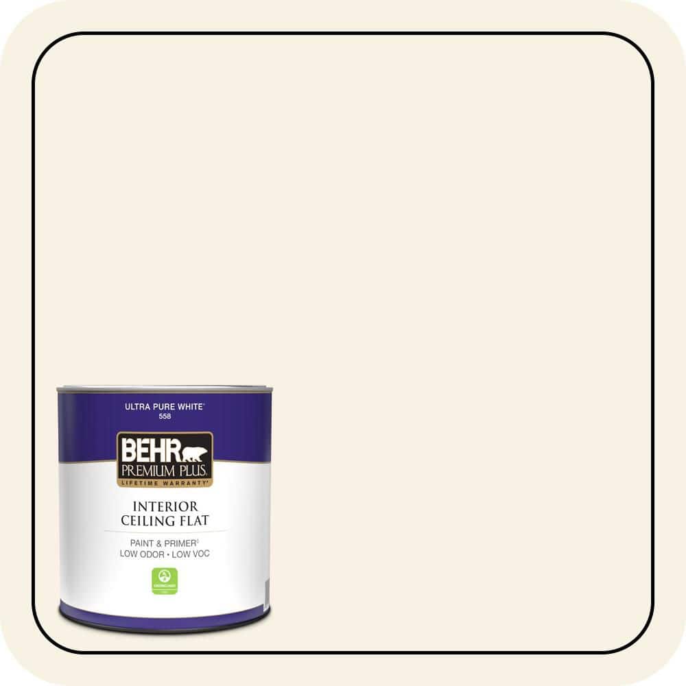 BEHR PREMIUM PLUS 1 qt. #YL-W09 Spun Cotton Ceiling Flat Interior Paint & Primer (1)