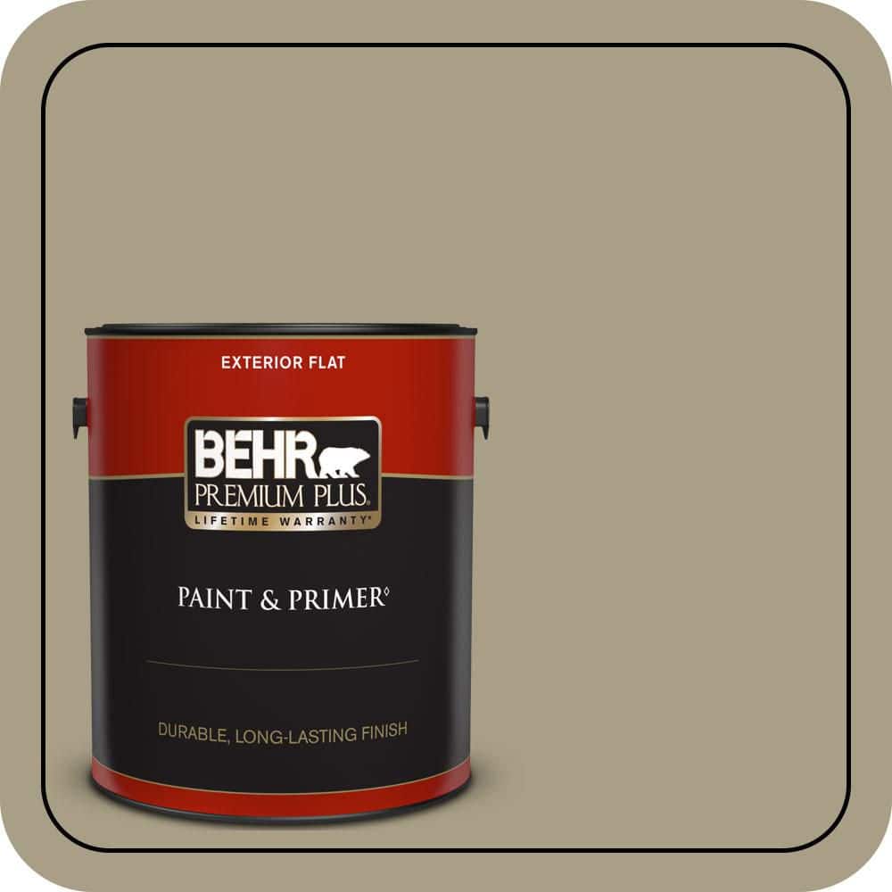 BEHR PREMIUM PLUS 1 gal. #N340-4 Tent Green Flat Exterior Paint & Primer
