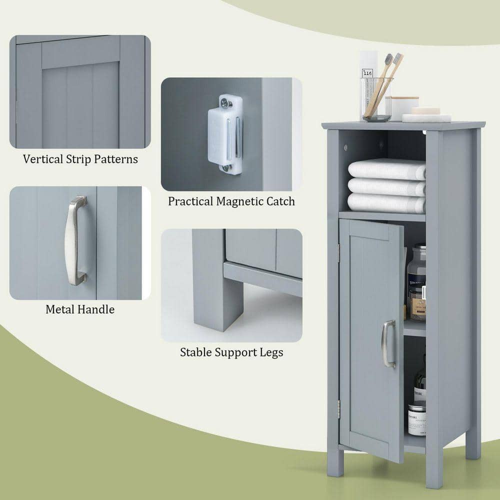 Volenca 12 in. W x12 in. D x 32 in. H Grey Freestanding Bathroom Linen Cabinet with 2-Tier Cabinet (2)
