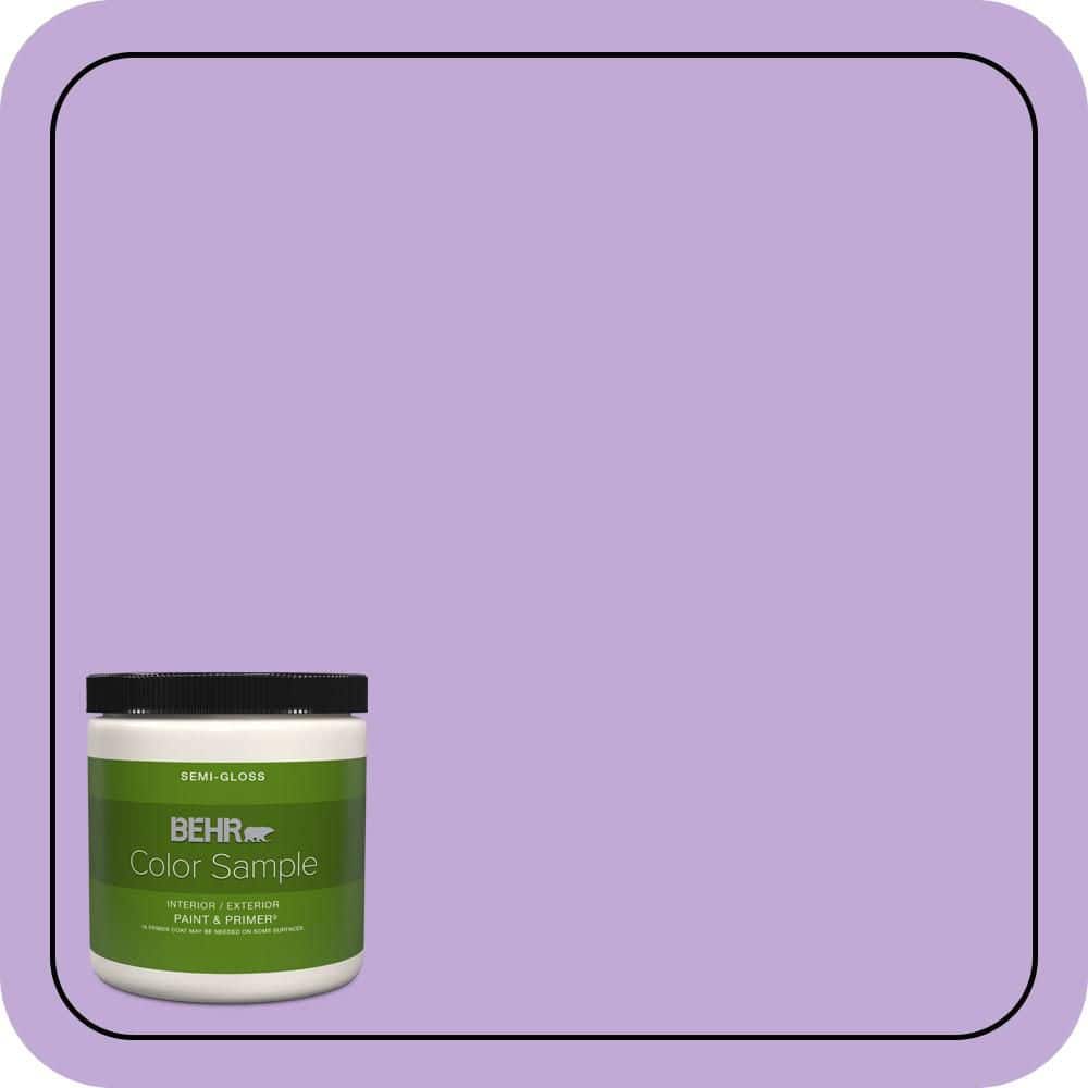 BEHR PREMIUM PLUS 8 oz. #MQ4-59 Purple Gladiola Semi-Gloss Interior/Exterior Paint & Primer Color Sample