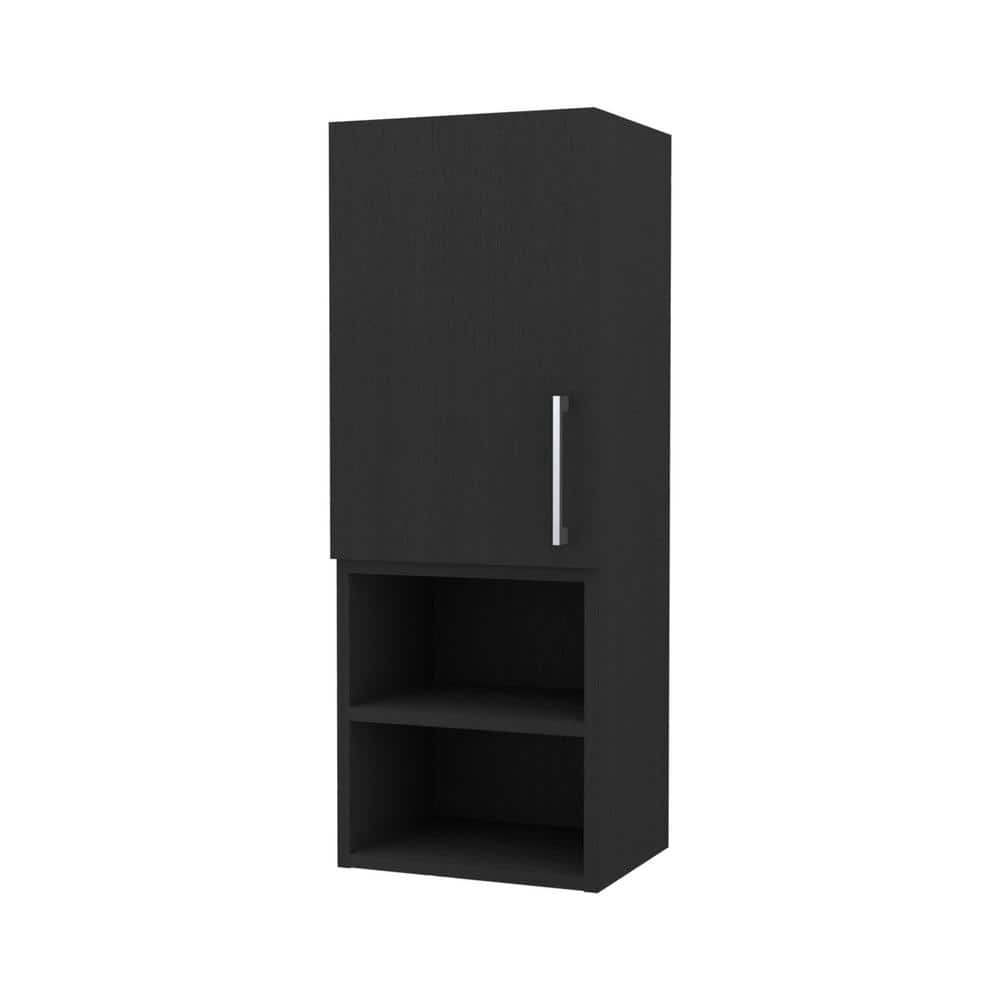 Unbranded 9.84 in. W x 11.81 in. D x 31.57 in. H Bathroom Storage Wall Cabinet in Black with 1 Door and 4 Shelves (1)