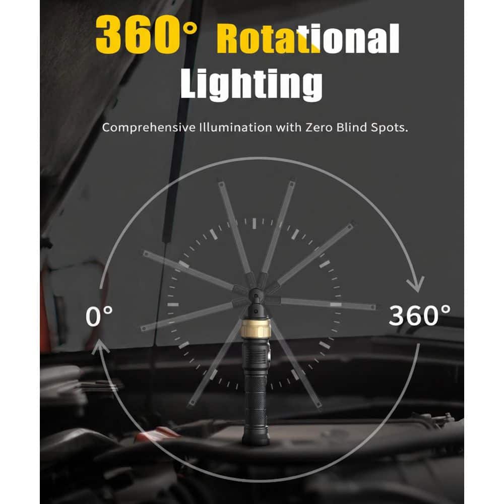 Unbranded 12 Volt 1200 Lumen LED Work Light Magnetic 360° Rotating Foldable Rechargeable Mechanic Light Tool Only (2)