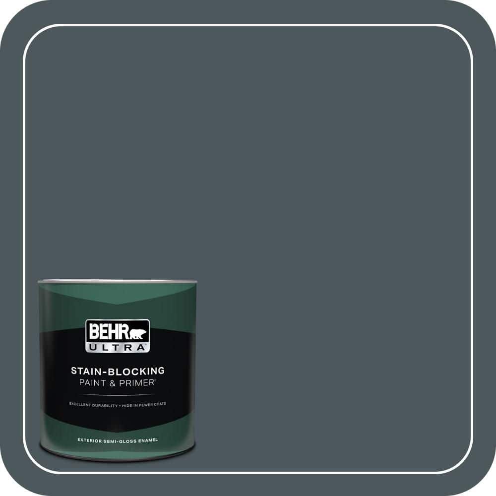 BEHR ULTRA 1 qt. #N470-7 Submarine Gray Semi-Gloss Enamel Exterior Paint & Primer