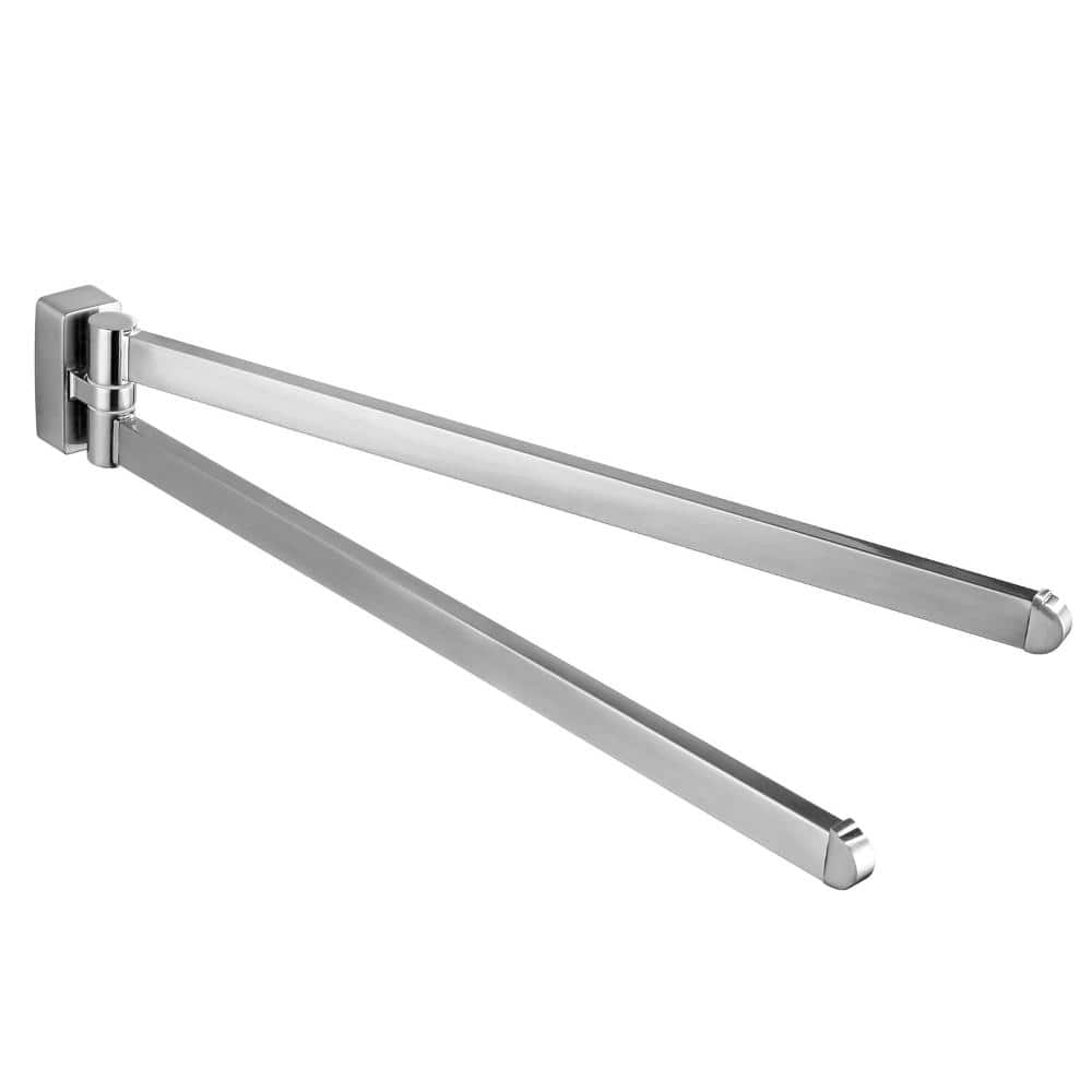 Unbranded Two-Arm Wall Mount Towel Bar in Brushed Nickel, Heavy Duty Metal Construction, 15.75 in. W, quick install (1)