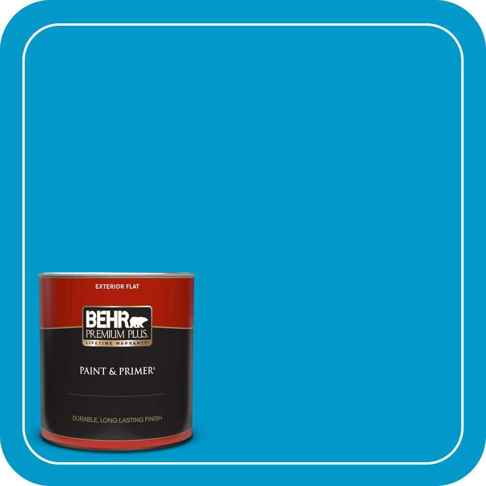 BEHR PREMIUM PLUS 1 qt. #550B-6 Isle of Capri Flat Exterior Paint & Primer (1)