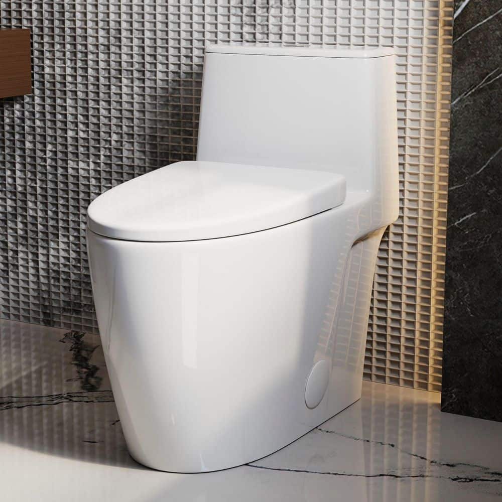 Los Flexi 1-Piece Toilet 17.3 in ADA Comfort Height, Elongated White Toilet Bowl, 1.0/1.28 GPF Rimless Cyclone Dual Flush (1)