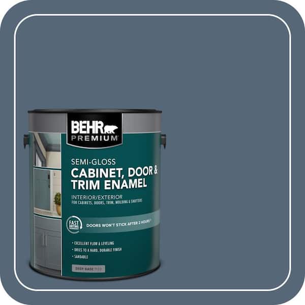 BEHR PREMIUM 1 gal. #S510-6 Durango Blue Semi-Gloss Enamel Interior/Exterior Cabinet, Door & Trim Paint (2)