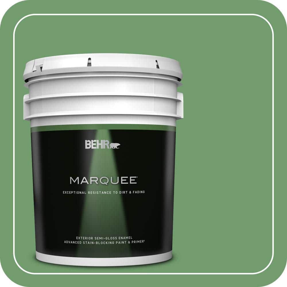 BEHR MARQUEE 5 gal. #450D-6 Shire Green Semi-Gloss Enamel Exterior Paint & Primer