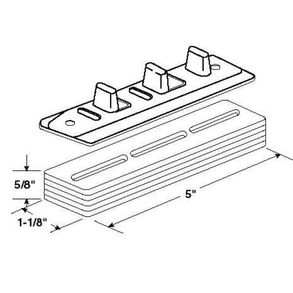 Prime-Line Adjustable Floor Mount Guide and Carpet Riser, 1/8 in. Tall x 5 in. Length, Plastic/Steel (2)