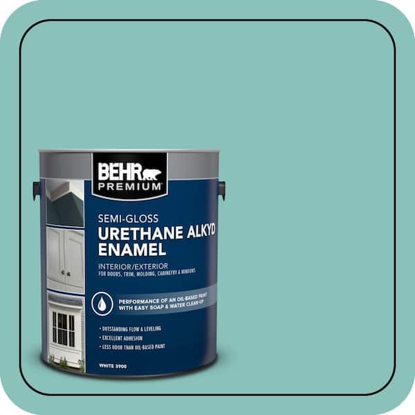 BEHR PREMIUM 1 gal. #M450-4 Undine Urethane Alkyd Semi-Gloss Enamel Interior/Exterior Paint (2)