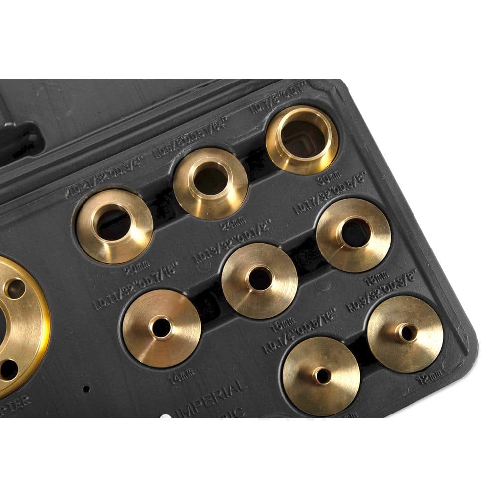 WEN Solid Brass Router Template and Guide Bushing Set, 1-3/16 in. Base Plate, 11-Piece Kit (RT011A) (3)