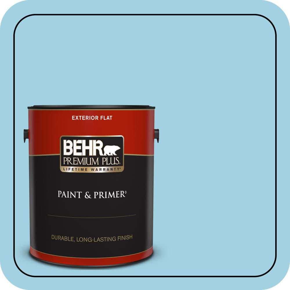 BEHR PREMIUM PLUS 1 gal. #540C-3 Sea Rover Flat Exterior Paint & Primer (1)