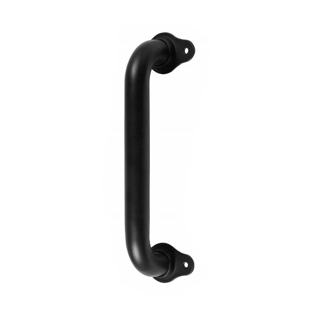 Angel Sar 1 ft. Matte Black Metal Industrial Pipe Wall Handrail, Pipe Barn Door Pull Handle for Indoor and Outdoor Deck Hand Rail (2)