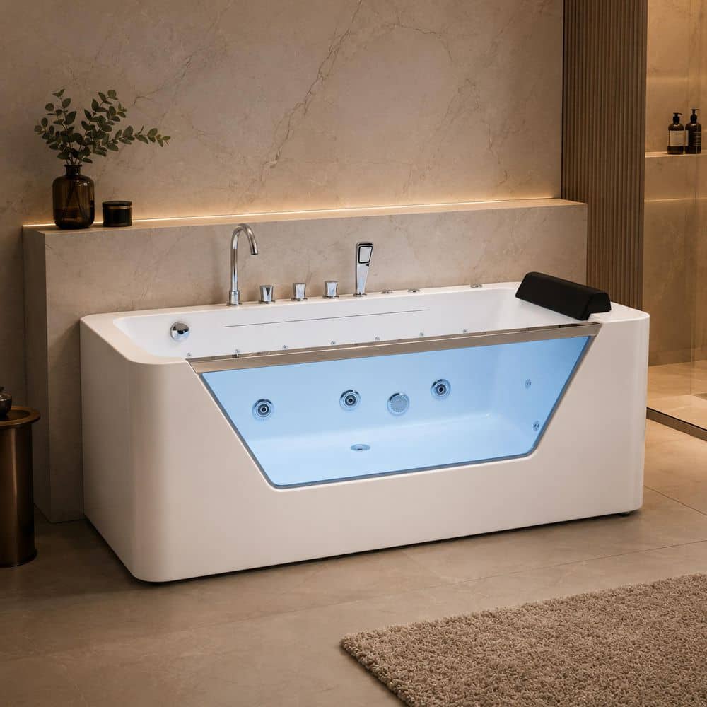 AVAXA 67 in. x 31.5 in. Whirlpool Bathtub with Center Drain in White