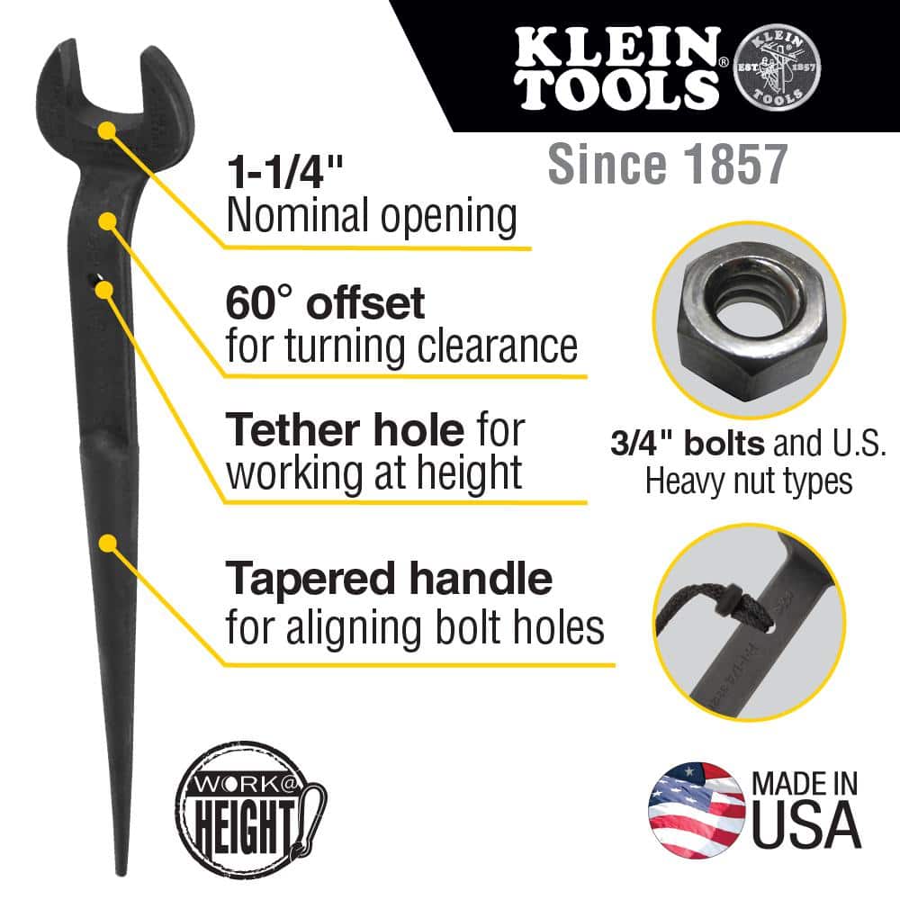 Klein Tools US Heavy 3/4 in. Erection Wrench with Tether Hole (2)