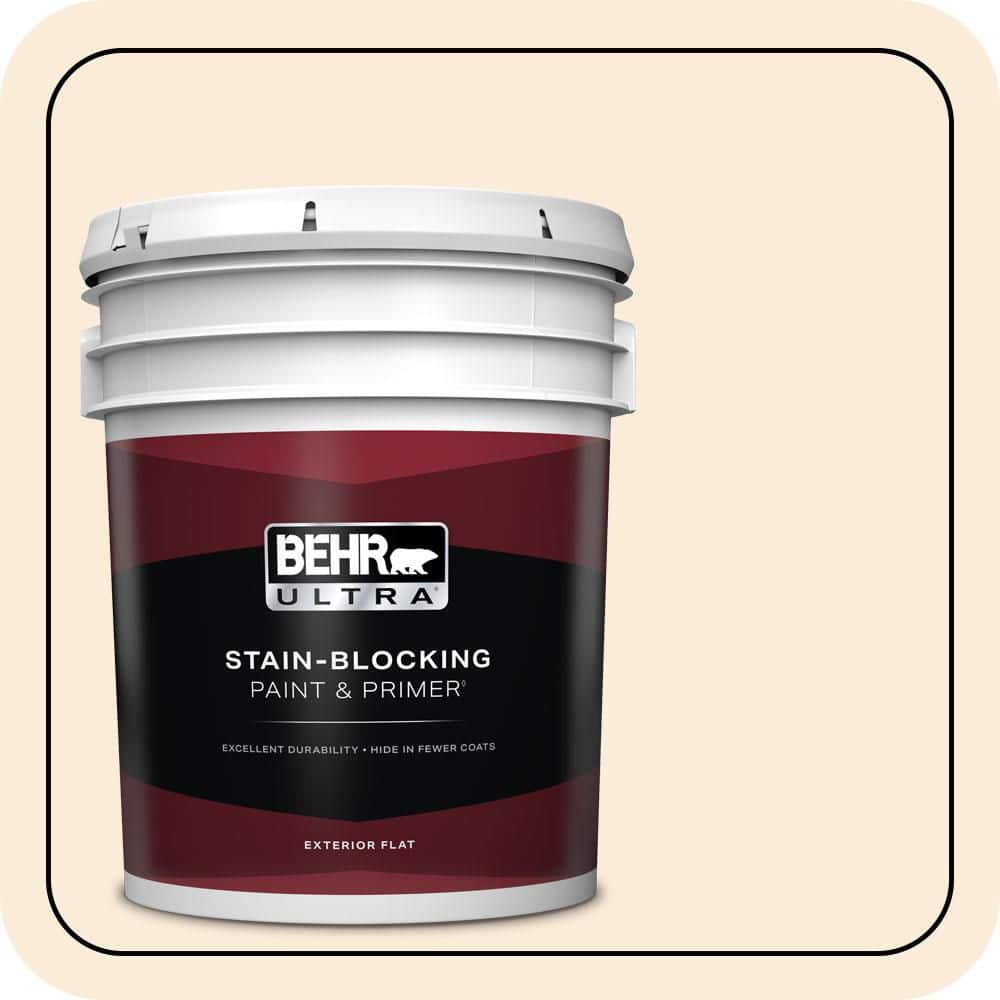 BEHR ULTRA 5 gal. #OR-W01 White Blush Flat Exterior Paint & Primer