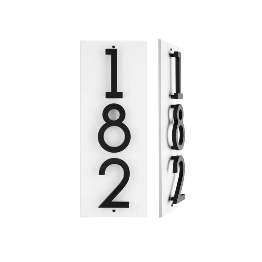 Whitehall Products Floating Stand-Off 3-Number Vertical Sign, White /w/ Black Modern Font Numbers (2)
