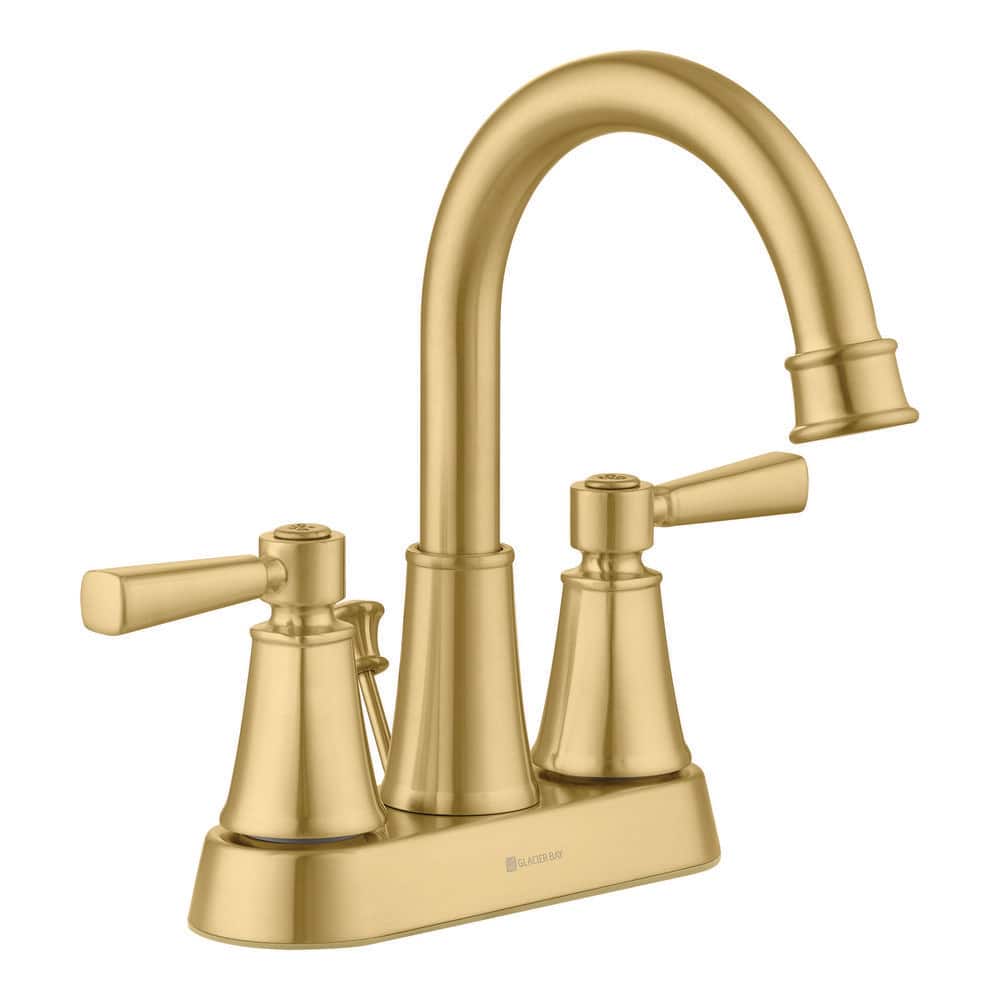 Glacier Bay Melina 4 in. Centerset 2-Handle High-Arc Bathroom Faucet in Brushed Gold