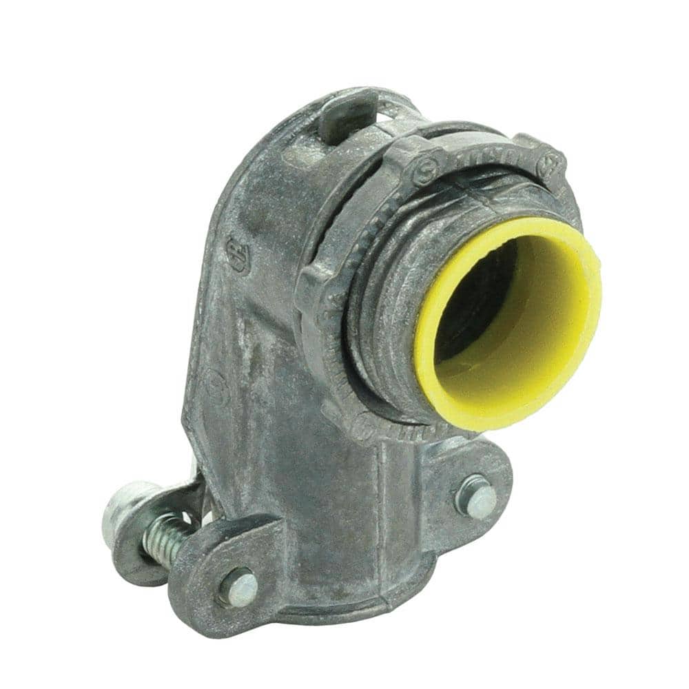 Commercial Electric 3/8 in. (1/2 in. Knockout) Flexible Metal Conduit (FMC) 90-Degree Connector with Insulated Throat (1)