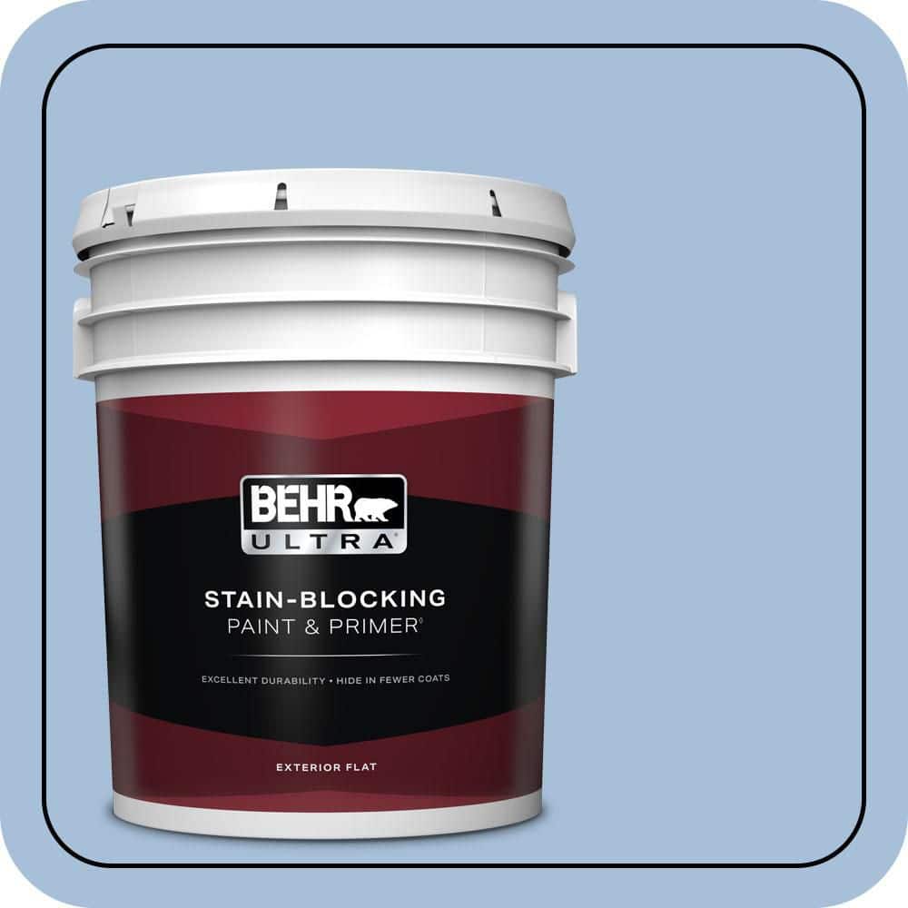 BEHR ULTRA 5 gal. #580D-4 Skysail Blue Flat Exterior Paint & Primer