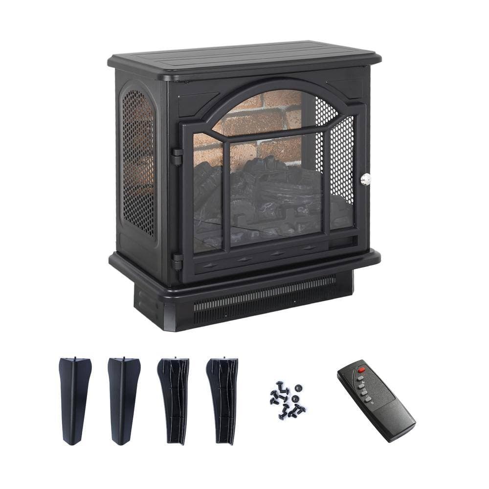 Siavonce 10 in. Freestanding Electric Infrared Quartz Fireplace Stove with remote control (1)